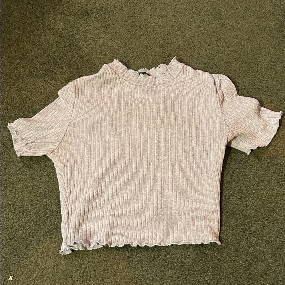Women’s Ribbed Short Sleeve Top - Light Blue